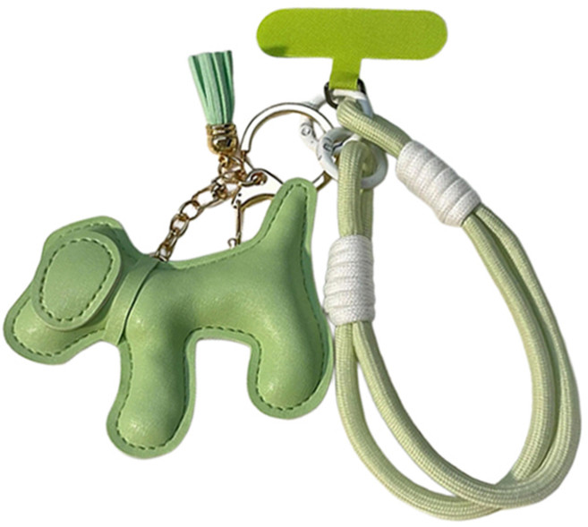 묘먀미 가죽 강아지팬던트 컬러 숏 핸드폰 스트랩 MMM3752, 그린, 1개