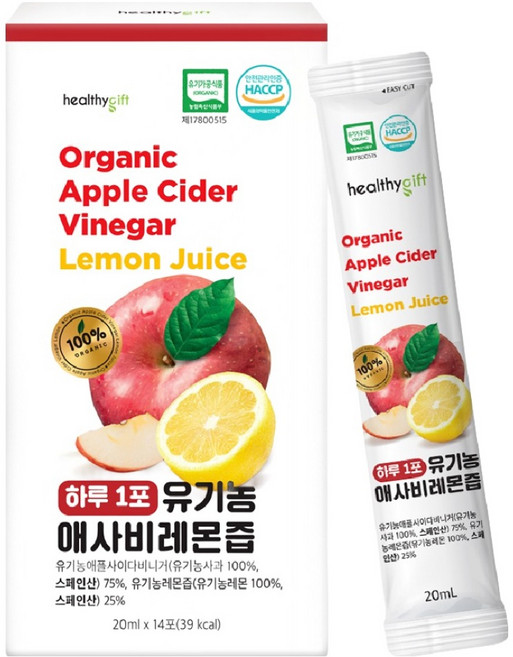 헬씨기프트 하루 1포 유기농 애사비 레몬즙 스틱, 1개, 280ml
