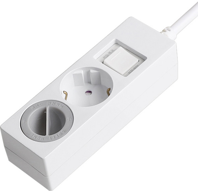 SWEET HOME 過載斷電 整合省電型延長線 2孔 安全蓋, 1m, 白色(延長線), 1個
