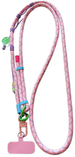 묘먀미 클래식패턴 스마일팬던트 롱 핸드폰 스트랩 MMM3751, 핑크, 1개
