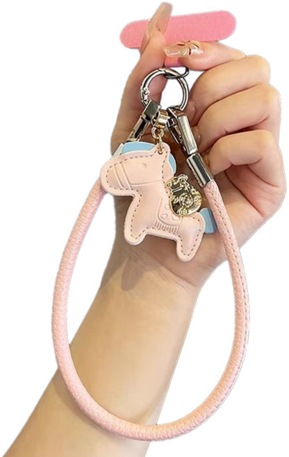 묘먀미 복주머니 포니펜던트 숏핸드폰 스트랩 MMM3745, 핑크, 1개