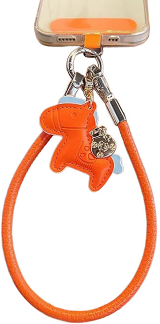 묘먀미 복주머니 포니펜던트 숏핸드폰 스트랩 MMM3745, 오렌지, 1개