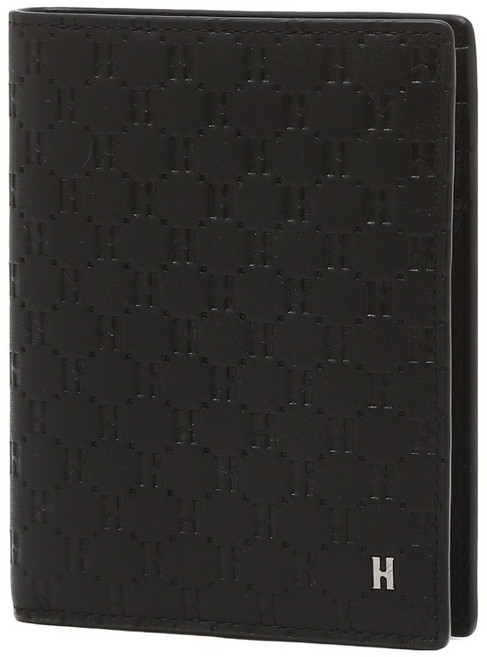 헤지스 KINGTON 로고패턴 소가죽 중지갑 HJWA6E836BK