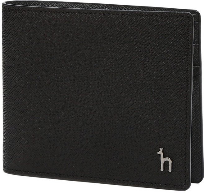 헤지스 BASIC 솔리드 퍼피로고 소가죽 반지갑 HJWA6E906BK