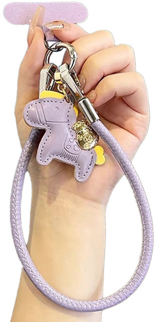 묘먀미 복주머니 포니펜던트 숏핸드폰 스트랩 MMM3745, 퍼플, 1개