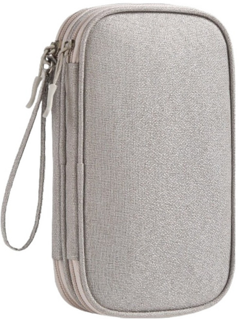 포유리빙 데이터 케이블 수납 방수 휴대용 정리 파우치, 그레이, 1개