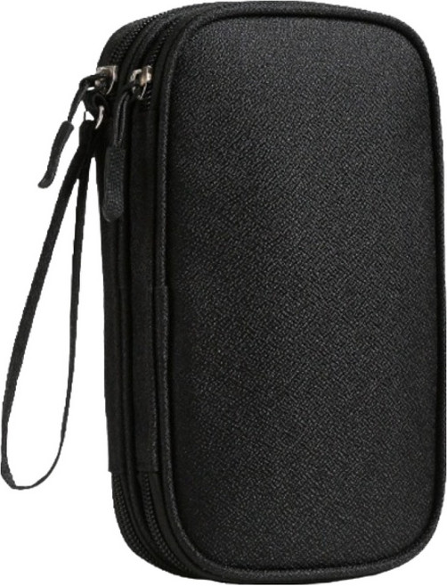 포유리빙 데이터 케이블 수납 방수 휴대용 정리 파우치, 블랙, 1개