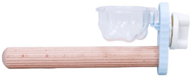 랜보어 앵무새 식기 우드 스탠드 횃대 FREE, 블루, 1개