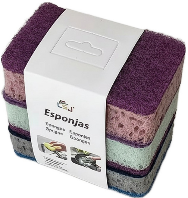 엘에스제이 잘닦아 설거지 청소 스펀지 수세미 직사각형 3종 세트, 1세트