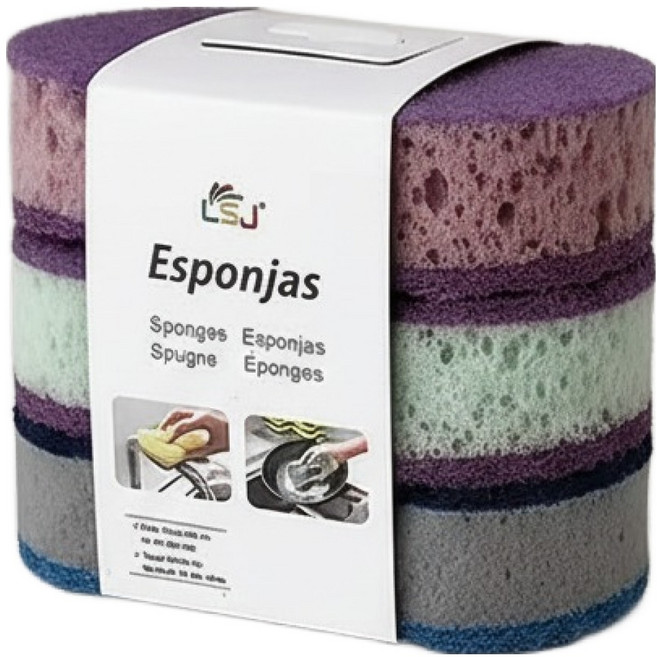 엘에스제이 잘닦아 설거지 청소 스펀지 수세미 타원형 3종 세트, 1세트
