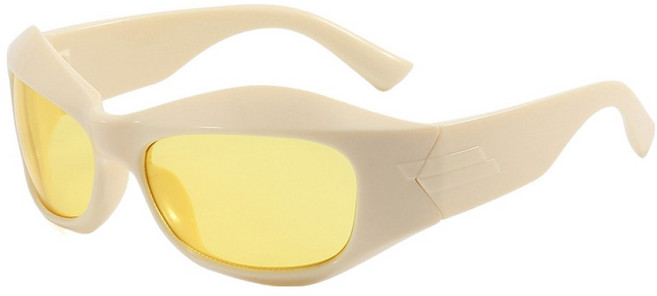 오버코드 대형 프레임 스타일리시 스포츠 선글라스 BRP3665, 라이트옐로우, 1개