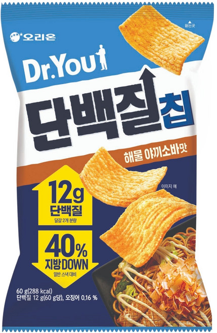 닥터유 단백질바 오리온 단백질칩 해물야끼소바맛, 60g, 1개