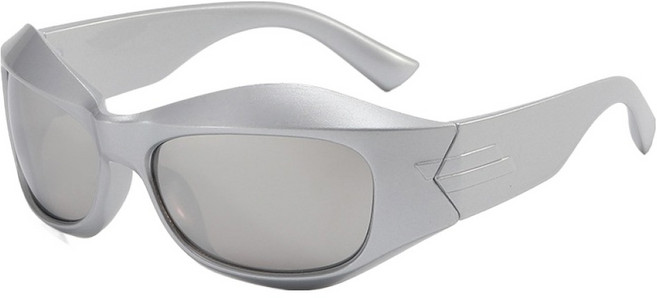 오버코드 대형 프레임 스타일리시 스포츠 선글라스 BRP3665, 실버, 1개