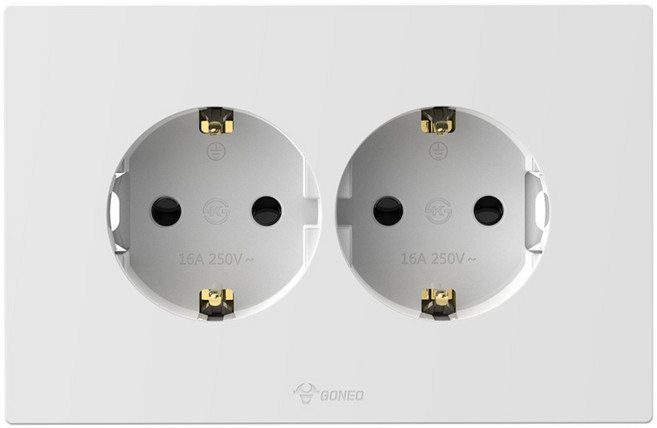 고네오 2구 가로형 클래식 콘센트 화이트, 1개