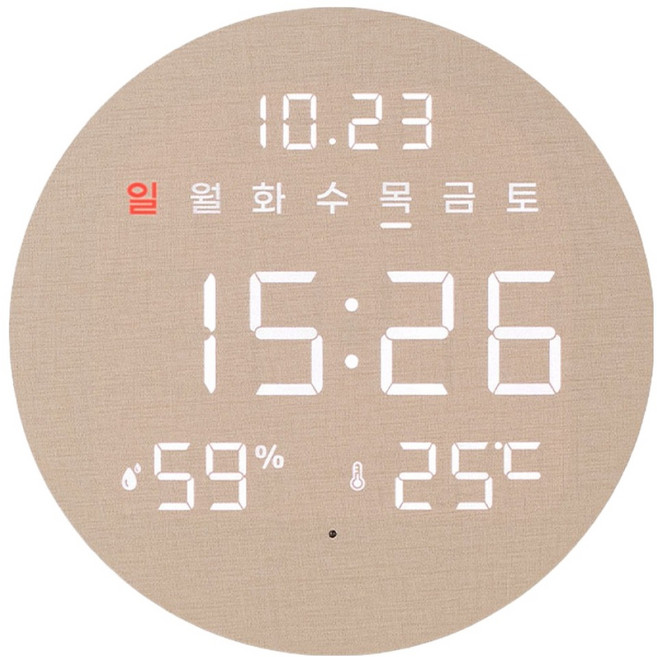 오아 데이클락 온습도 LED 벽시계 M01628, 베이지