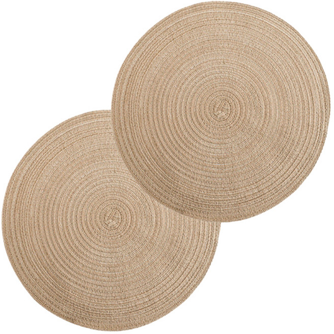 아메리칸로드 짜임 소용돌이 감성 원형 식탁매트 HR2772, 베이지, 2개, 37cm