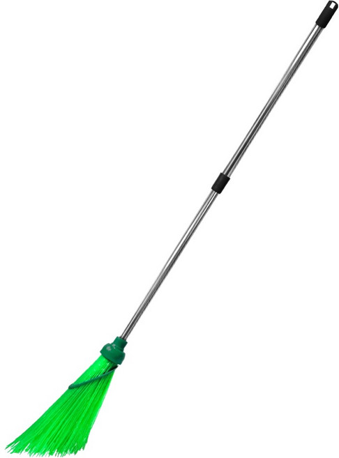 월드크린 개량비 2단 스텐 도로 빗자루 소, 1개, 블랙