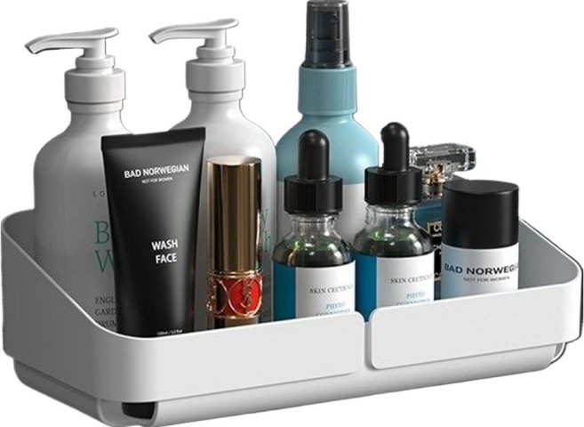코지웰 다용도 벽걸이 선반 욕실 화장품 소품 보관 랙, 화이트, 1개