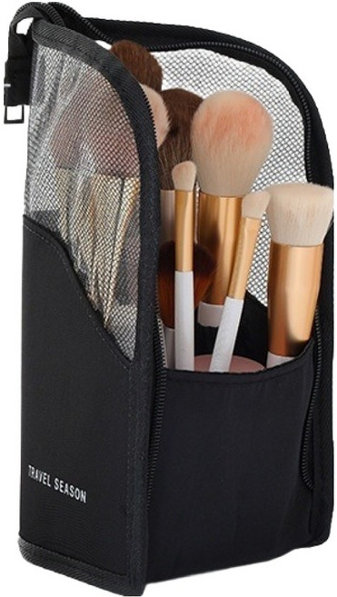 포유리빙 휴대용 메이크업 화장품 브러쉬 파우치 FREE 13.5 x 13 x 24.5 cm, 1개, 01 블랙