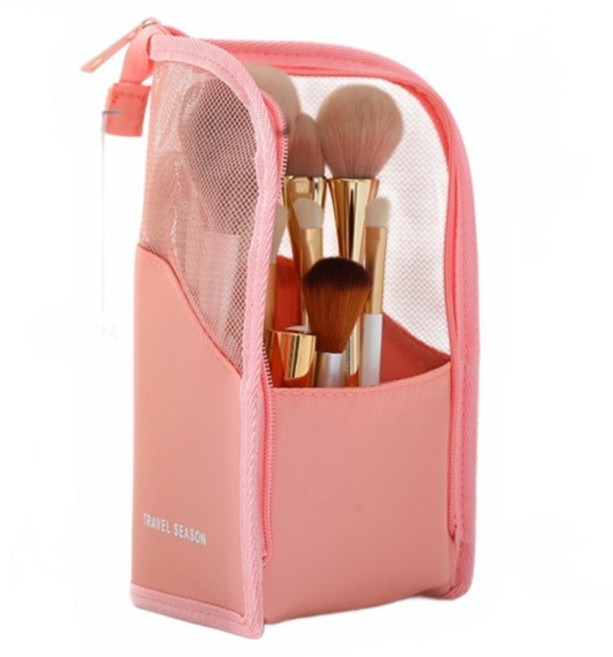포유리빙 휴대용 메이크업 화장품 브러쉬 파우치 FREE 13.5 x 13 x 24.5 cm, 1개, 02 핑크