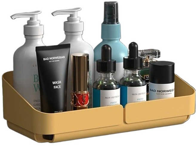 코지웰 다용도 벽걸이 선반 욕실 화장품 소품 보관 랙, 옐로우, 1개