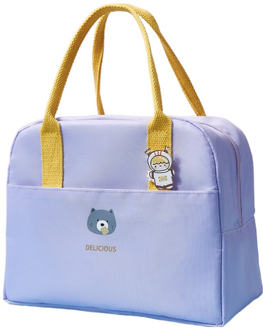 탑피아 두꺼운 휴대용 보온 방수 도시락 가방, 퍼플, 1개