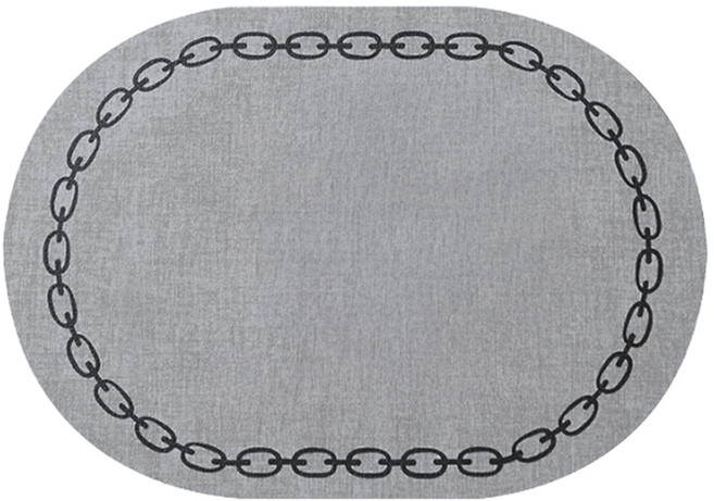 아메리칸로드 럭셔리 체인패턴 라운드 방수 식탁매트 HR2779, 라이트그레이, 1개, 43 x 30 cm