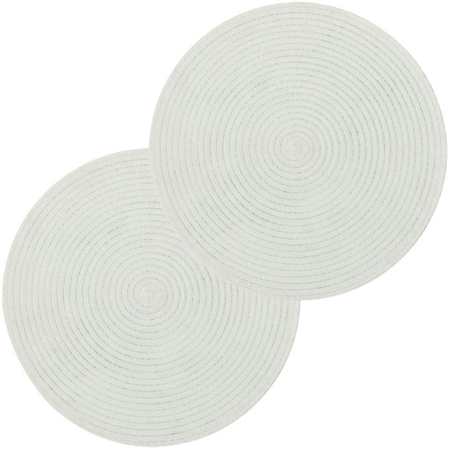 아메리칸로드 짜임 소용돌이 감성 원형 식탁매트 HR2772, 화이트, 2개, 37cm