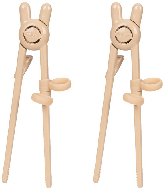 아가드 유아 연습용 실리콘 교정젓가락, 크림브륄레, 2개