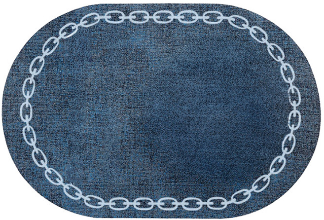 아메리칸로드 럭셔리 체인패턴 라운드 방수 식탁매트 HR2779, 네이비, 1개, 43 x 30 cm