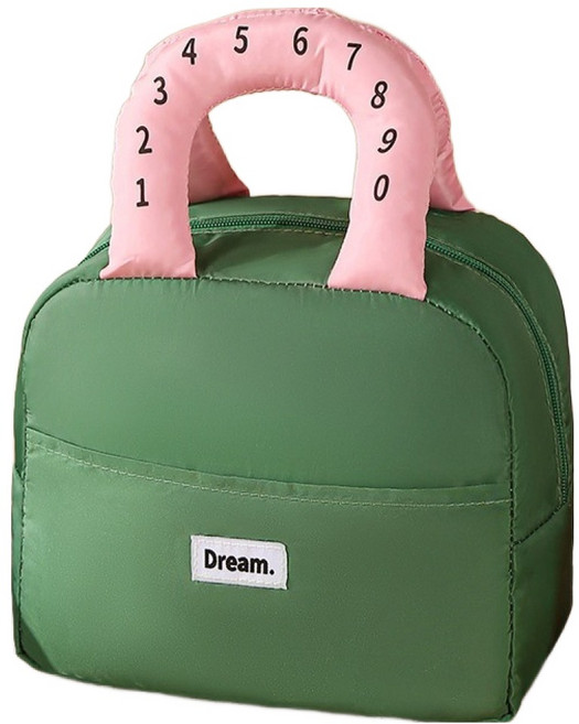 탑피아 직장인 귀여운 보온 보냉 휴대용 도시락 가방, 그린, 1개