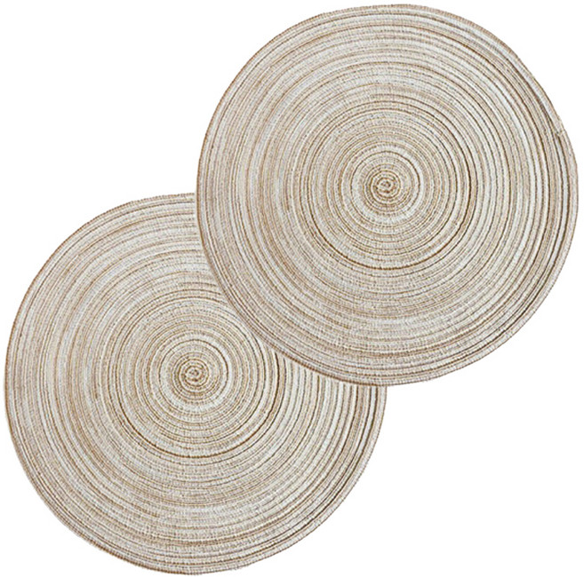 아메리칸로드 짜임 소용돌이 감성 원형 식탁매트 HR2772, 라이트베이지, 2개, 37cm