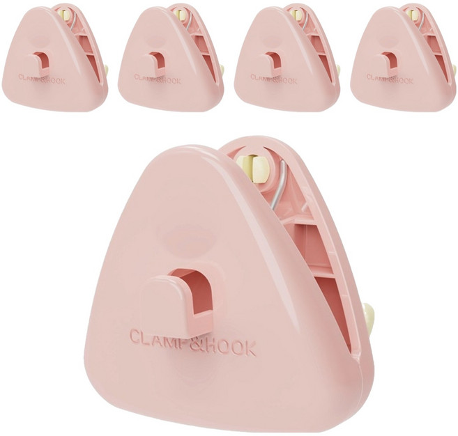 홈앤픽스 강력 대형 깔끔 걸이형 다용도 빨래집게, 핑크, 5개