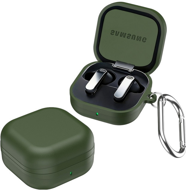 바이데 심플한 디자인의 갤럭시 버즈4 / 버프4 프로 보호 케이스, 밀리터리 그린, 1개