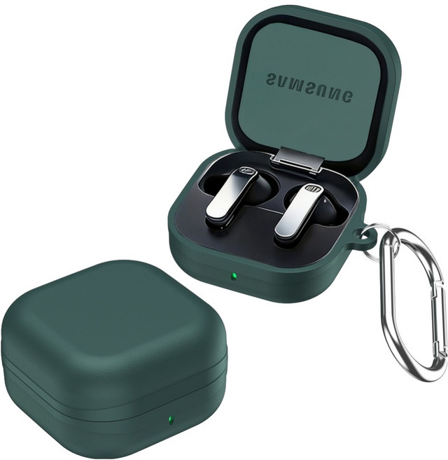 바이데 심플한 디자인의 갤럭시 버즈4 / 버프4 프로 보호 케이스, 다크그린, 1개