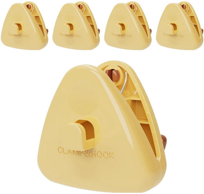 홈앤픽스 강력 대형 깔끔 걸이형 다용도 빨래집게, 옐로우, 5개