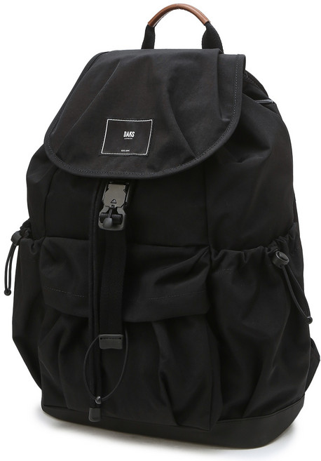 DAKS 氣球造型翻蓋防潑水塗層尼龍後揹包 DBBA6E650BK, 黑色