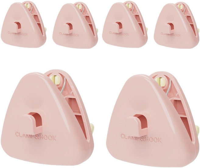 홈앤픽스 강력 대형 깔끔 걸이형 다용도 빨래집게, 핑크, 6개