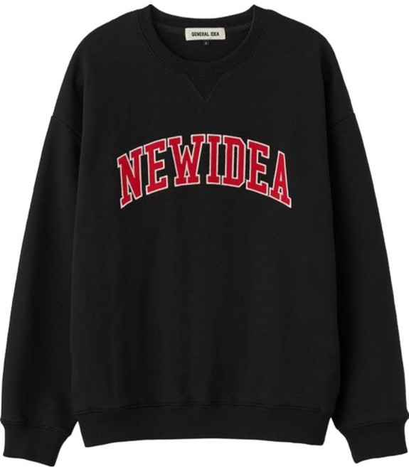 제너럴아이디어 남녀공용 뉴아이디어 아플리케 오버핏 맨투맨 SBE1U02009