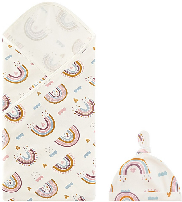 스타빈 신생아용 패턴 속싸개 + 모자 세트 One size