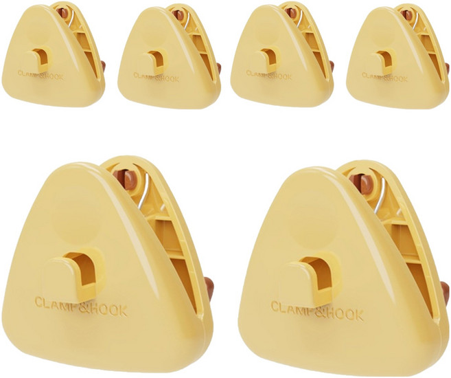 홈앤픽스 강력 대형 깔끔 걸이형 다용도 빨래집게, 옐로우, 6개