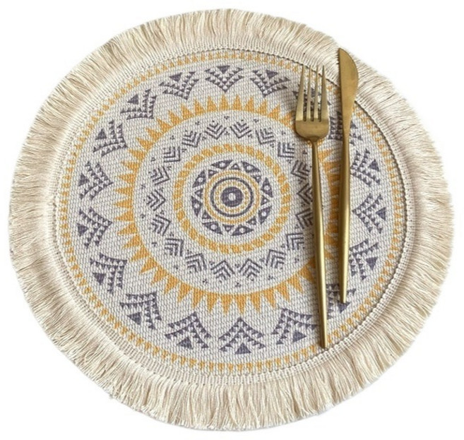 하미룸 보헤미안 레트로 폴리에스터 테이블 매트, 보헤미안 9, 1개, 33cm