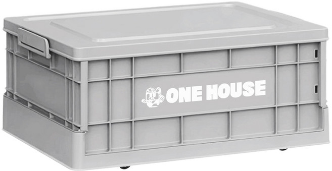 ONE HOUSE 23L 47寬藤原工業風折疊收納箱 矮款 OH-Q261-B1, 淺灰色, 1個
