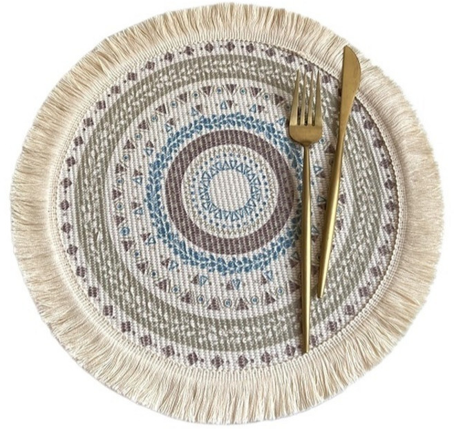 하미룸 레트로 폴리에스터 테이블 매트, 보헤미안 12, 1개, 33cm