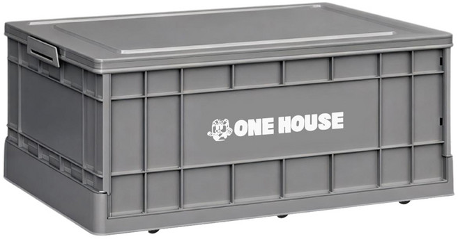 ONE HOUSE 55L 61寬藤原工業風折疊收納箱 矮款 OH-Q261-G2, 泥灰色, 1個