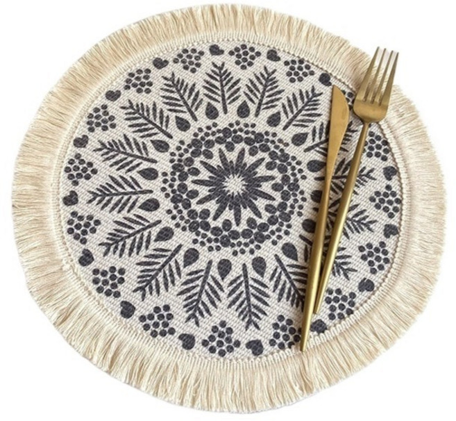 하미룸 레트로 폴리에스터 테이블 매트, 보헤미안 1, 1개, 33cm