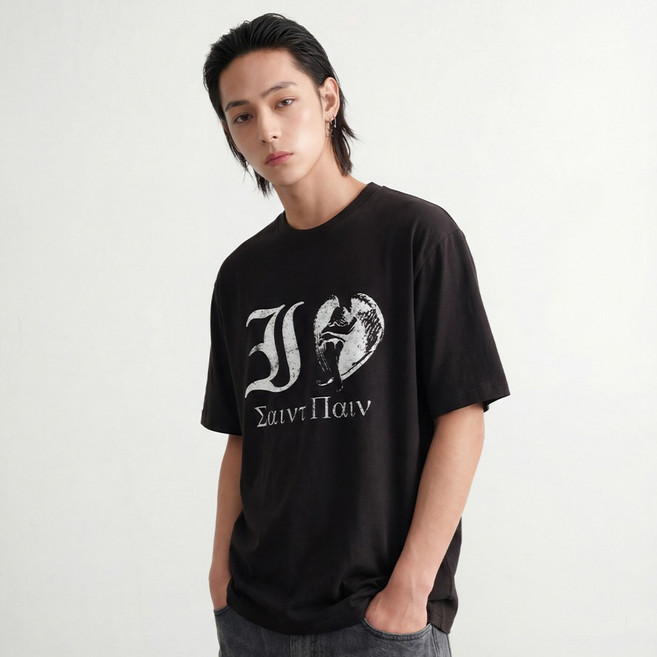 세인트페인 남녀공용 아이러브 세인트 반팔티