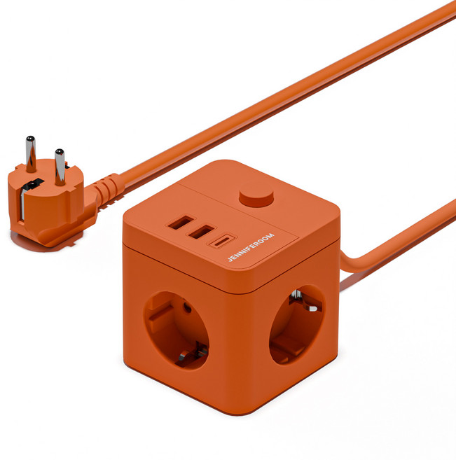 제니퍼룸 큐브 멀티탭 3구 JRG-MP2401COG, 오렌지, 1개