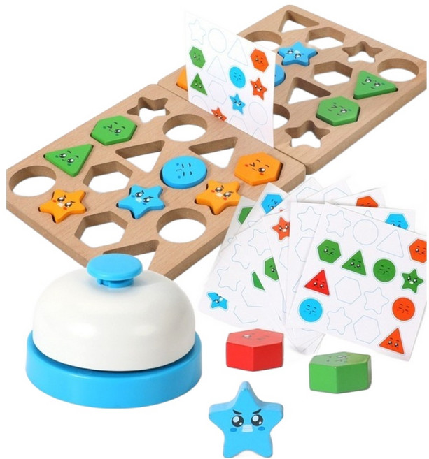 Brain Kids 雙人圖形表情配對拼圖 32片 + 活動板 2片 + 鈴鐺套組, 1個