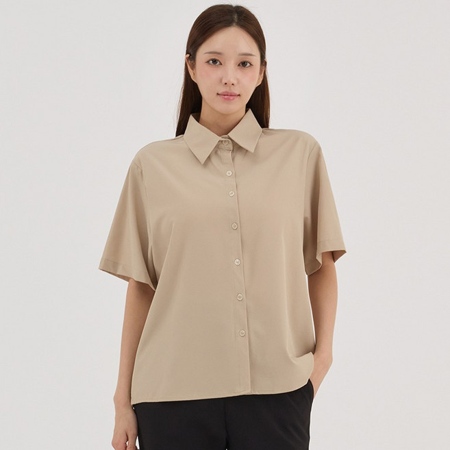 엘쏘 여성용 심플 반팔 블라우스